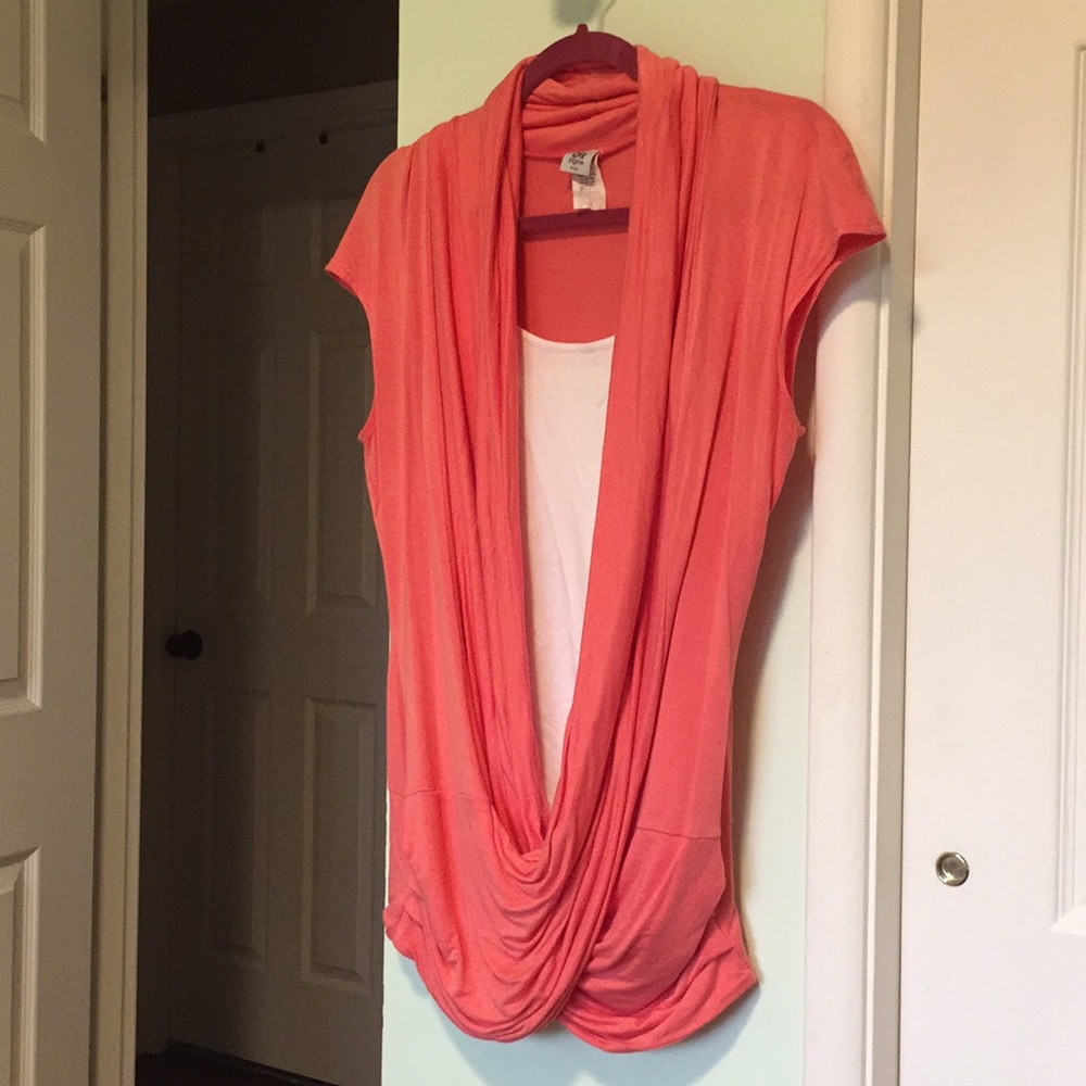 Cute coral drape top